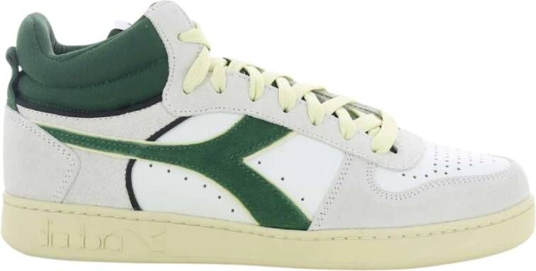 Diadora Stijlvolle Herensneakers met Groene Suède Accenten White
