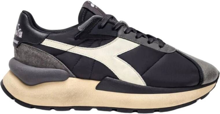 Diadora Lage Top Synthetisch Leren Sneakers Black Heren