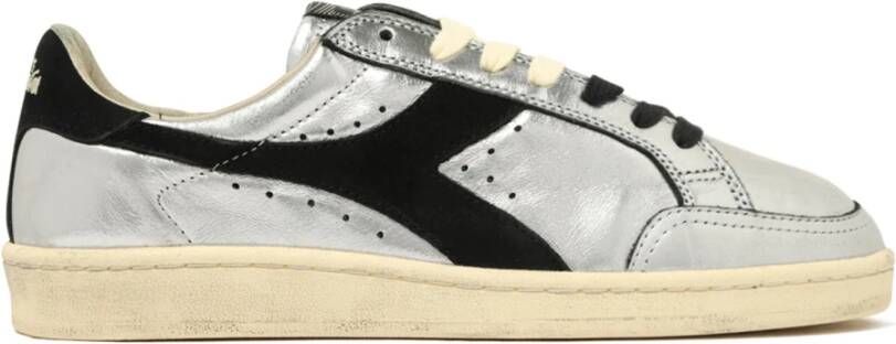 Diadora Metallic Leren Sneaker Silver Heritage