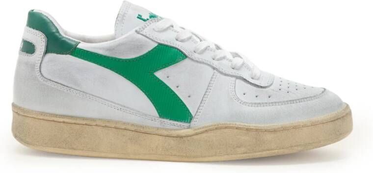 Diadora Sneakers Heren Lage sneakers Herenschoenen Leer Mi bask low used Wit groen