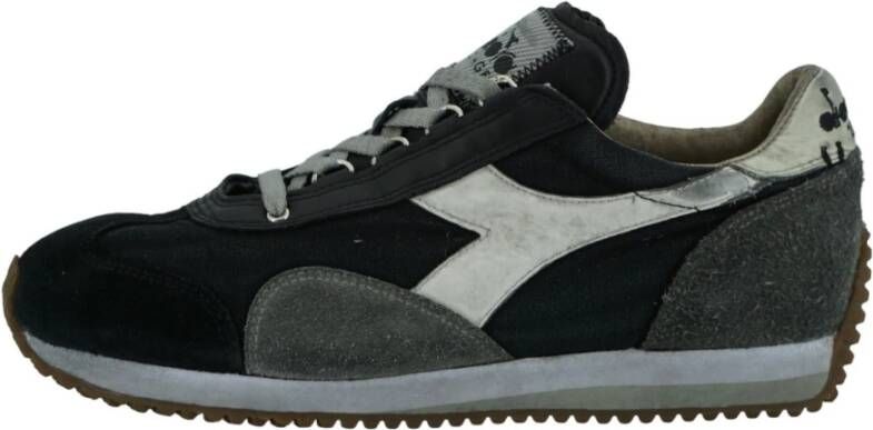 Diadora Grijze Stone Wash Leren Sneakers Gray Heren