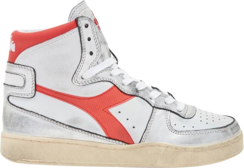 Diadora Sneakers Dames Hoge sneakers Damesschoenen Leer Mi bask metal mix Wit rood - Foto 2