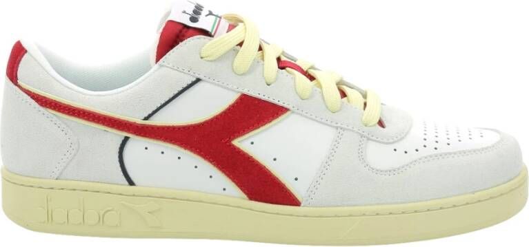 Diadora Rode Leren Sneakers Herfst Winter Stijl White Heren