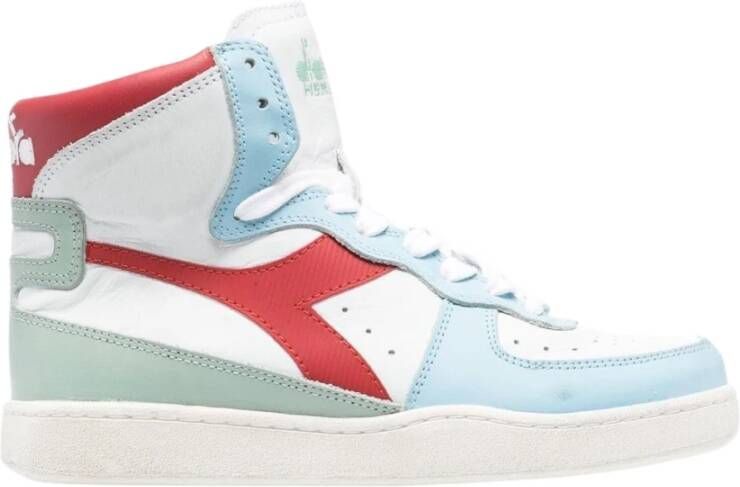 Diadora Sneakers Dames Hoge sneakers Damesschoenen Leer MI basket Blauw combi - Foto 4