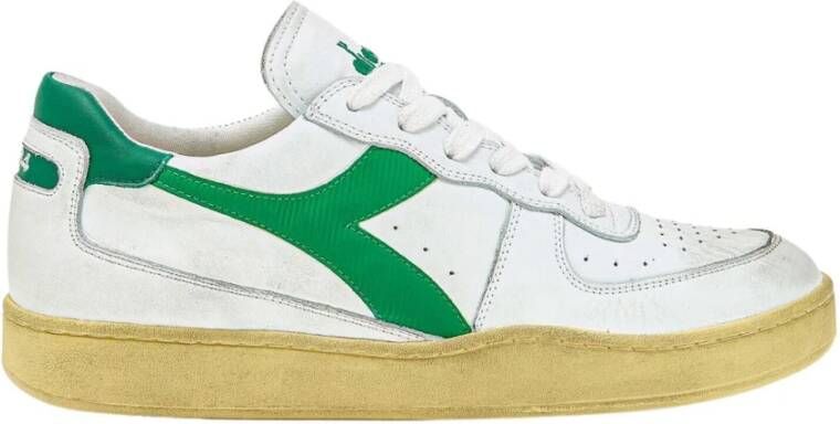 Diadora Sneakers Heren Lage sneakers Herenschoenen Leer Mi bask low used Wit groen