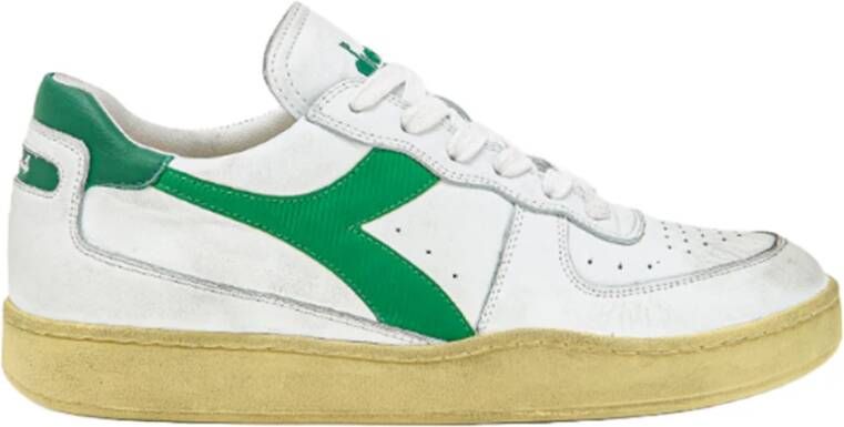 Diadora Sneakers Heren Lage sneakers Herenschoenen Leer Mi bask low used Wit groen - Foto 2