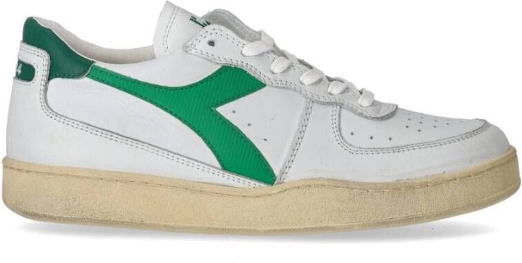 Diadora Sneakers Heren Lage sneakers Herenschoenen Leer Mi bask low used Wit groen