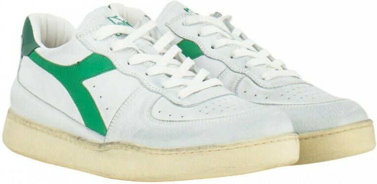 Diadora Sneakers Heren Lage sneakers Herenschoenen Leer Mi bask low used Wit groen