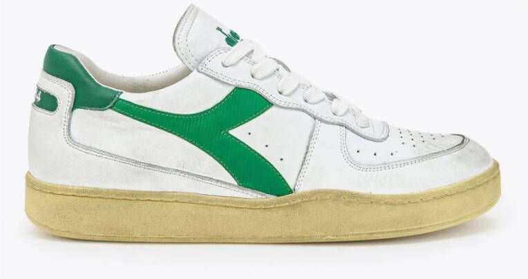 Diadora Sneakers Heren Lage sneakers Herenschoenen Leer Mi bask low used Wit groen