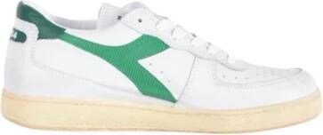 Diadora Sneakers Heren Lage sneakers Herenschoenen Leer Mi bask low used Wit groen