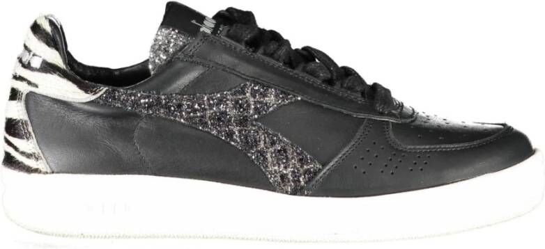 Diadora Zwarte leren sneakers met contrasterende accenten Black Dames