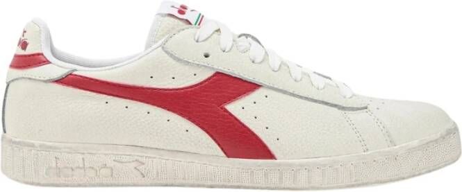 Diadora Vintage Leren Sneakers Wit Rood