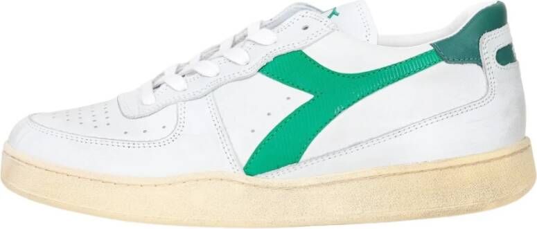 Diadora Sneakers Heren Lage sneakers Herenschoenen Leer Mi bask low used Wit groen