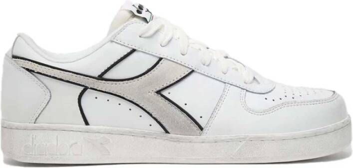 Diadora Witte Leren Lage Basketbalsneakers