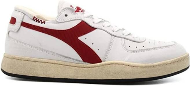 Diadora Witte leren sneakers met rode details