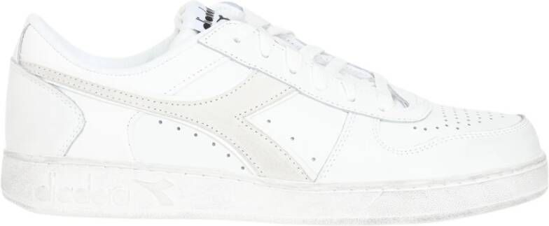 Diadora Witte sneakers met laag profiel en suède logo Wit Heren