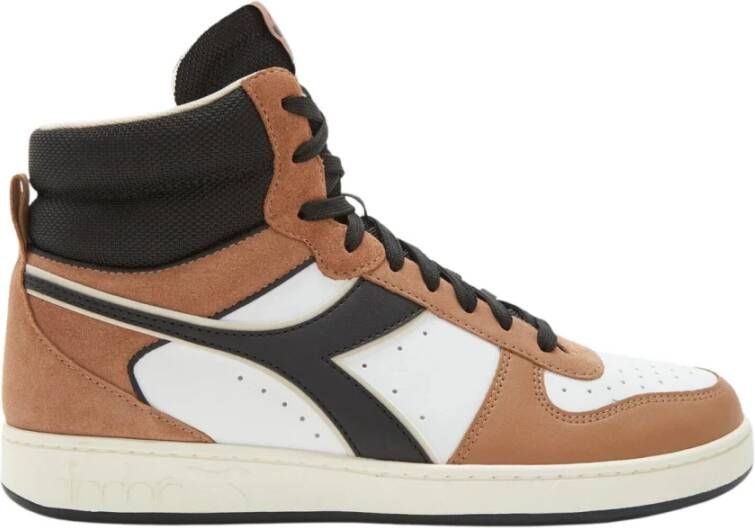 Retro Sneaker bruin Tinten Magic Basket Mid Earth Hoge sneakers Leren Sneaker Bruin
