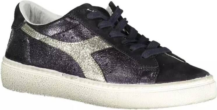 Diadora Elegante Zwarte Vetersneakers met Contrasterende Details Black Dames