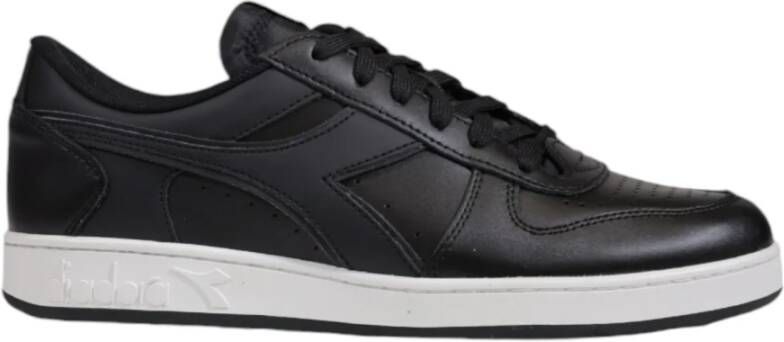 Diadora Zwarte Leren Sneakers met Rubberen Zool Black Heren