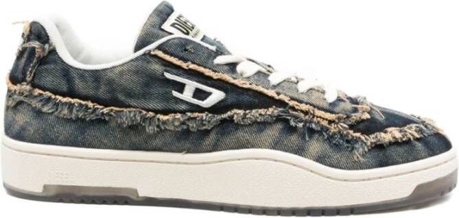 Diesel Blauwe Raffelige Vetersneakers