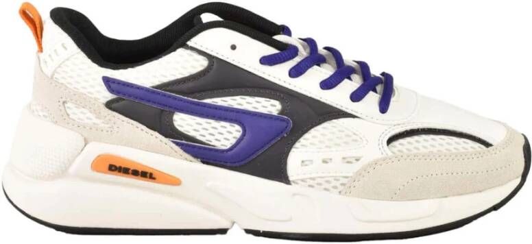 Diesel Witte Paarse Sneakers voor Vrouwen White Dames