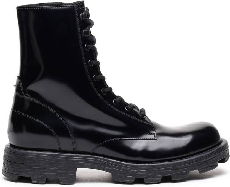 Diesel D-Hammer BT Combat boots in glossed leather Black Heren