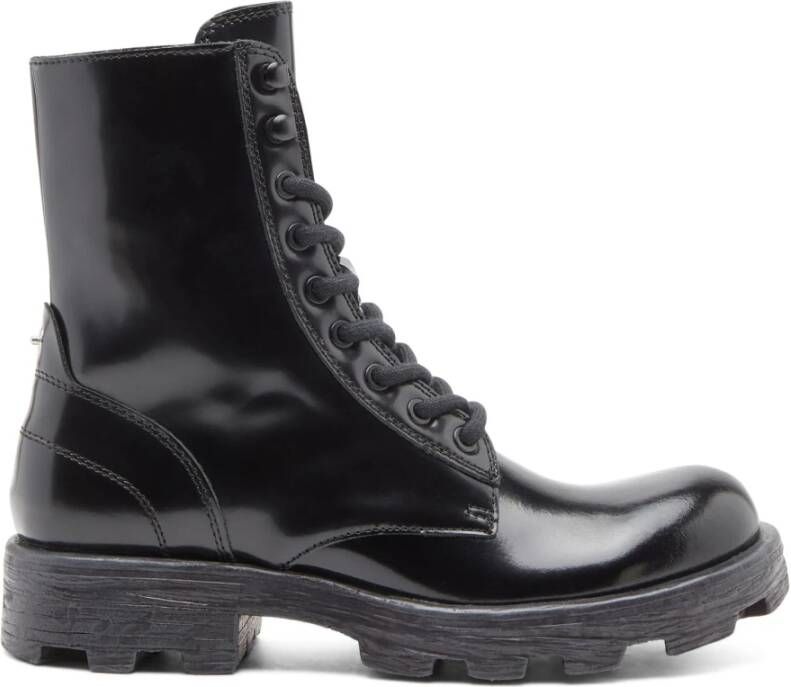 Diesel D-Hammer BT W Combat boots in glossed leather Black Dames
