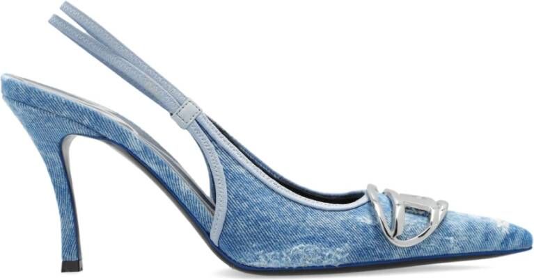 Diesel D-Venus SB Slingback pumps in distressed denim Blue Dames