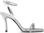 Diesel D-Vina Sdl Strappy sandals in metallic leather Gray Dames - Thumbnail 1