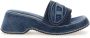 Diesel Sa-Oval D Pf W Denim slide sandals with Oval D strap Blue Dames - Thumbnail 1