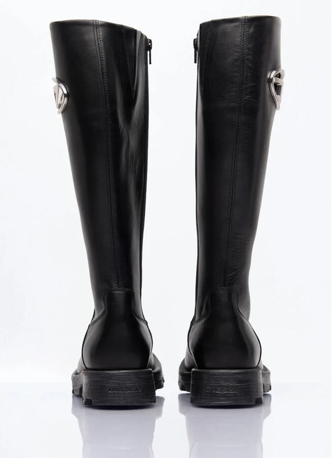 Diesel Glanzende leren laarzen met logo-embleem - Foto 2