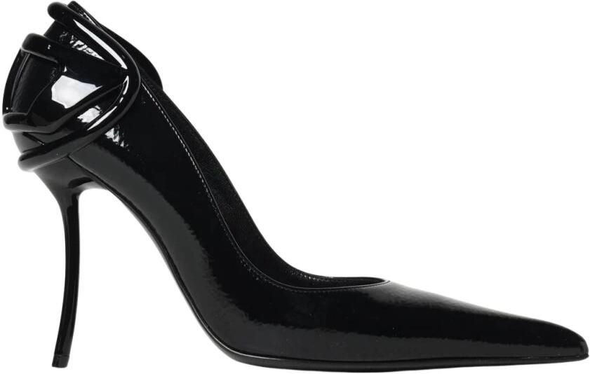 Diesel Zwarte Leren Pumps met Puntige Neus en Stiletto Hak Black Dames