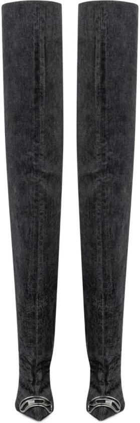 Diesel Zwarte Denim Over-de-knie Laarzen