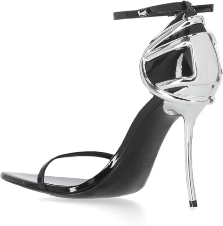 Diesel Zwarte sandalen met hak en pijlneus