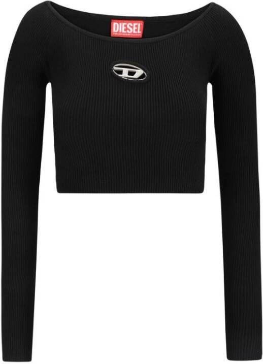 Diesel Geribbelde Top met Boot Hals en Cut-Out