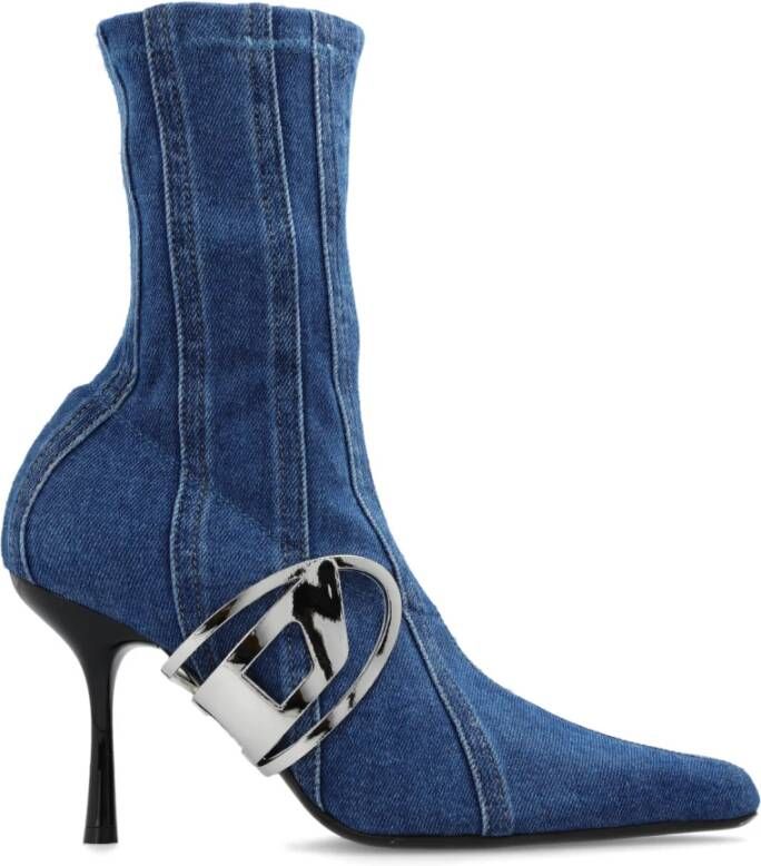 Diesel D-Eclipse BT C Heeled ankle boot in stretch denim Blue Dames