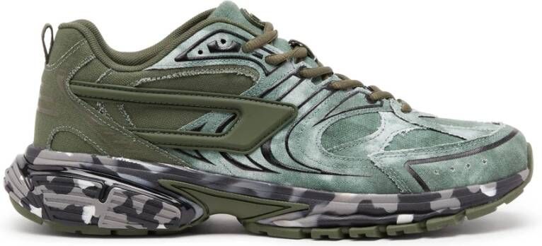 Diesel S-Serendipity Pro-X1 Tie-dye canvas sneakers with camo sole Green Heren