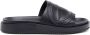 Diesel Sa-Slide D Oval PU slides with embossed Oval D Black Unisex - Thumbnail 1