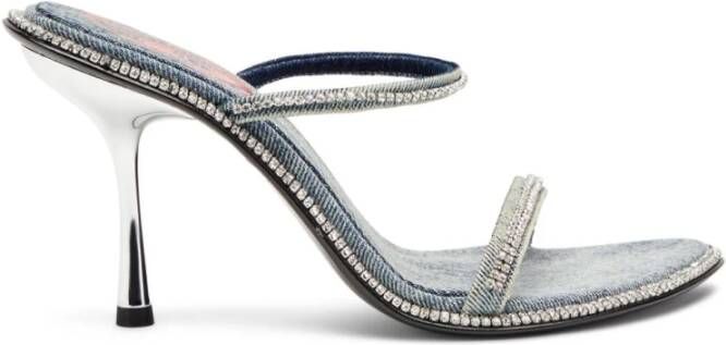 Diesel Sandalen van denim met kristallen
