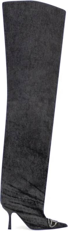 Diesel Zwarte Denim Over-de-knie Laarzen