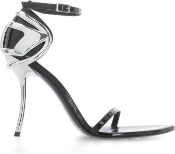 Diesel Zwarte sandalen met hak en pijlneus