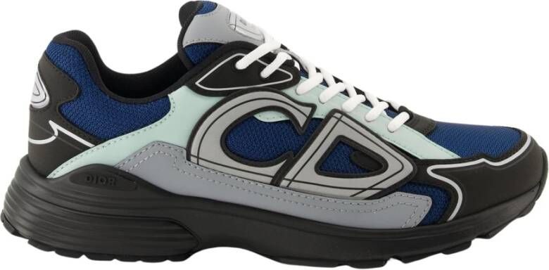 Dior Blauwe Leren en Polyamide Sneakers