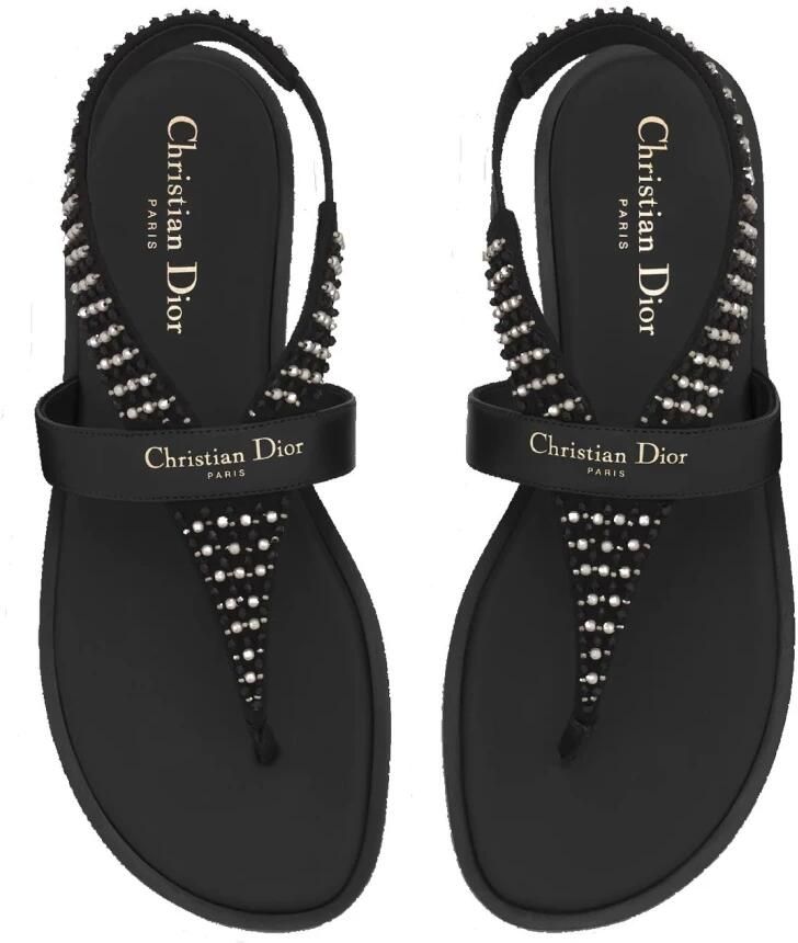 Dior Eclat Thong Sandal Zwart Wit Parels