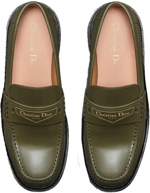 Dior Groene Leren Loafers Stijlvol Comfort