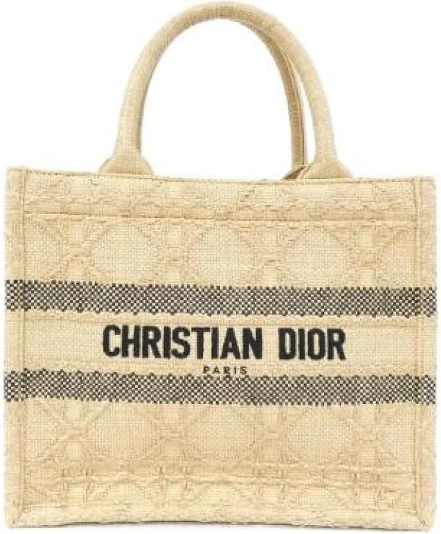 Dior Vintage Pre-owned Book Tote Small Raffia Tas