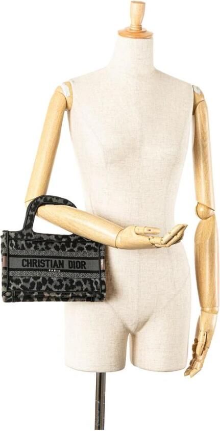 Dior Vintage Pre-owned Mizza Mini Geborduurde Canvas Luipaard Book Tote