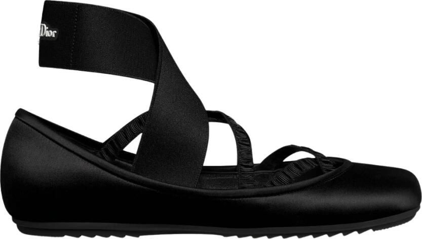 Dior Zwarte Ballet Platte Elastische Band