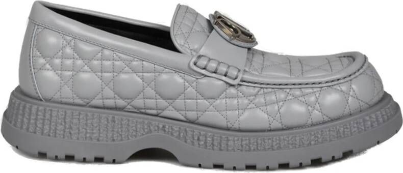 Dior Grijze Leren Loafer Schoenen Ss22 Gray Heren