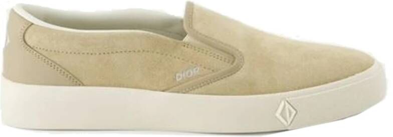 Dior Luxe Leren Slip-On Sneakers Beige Heren