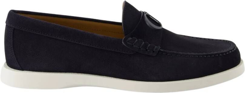 Dior Marineblauwe Suède Loafers